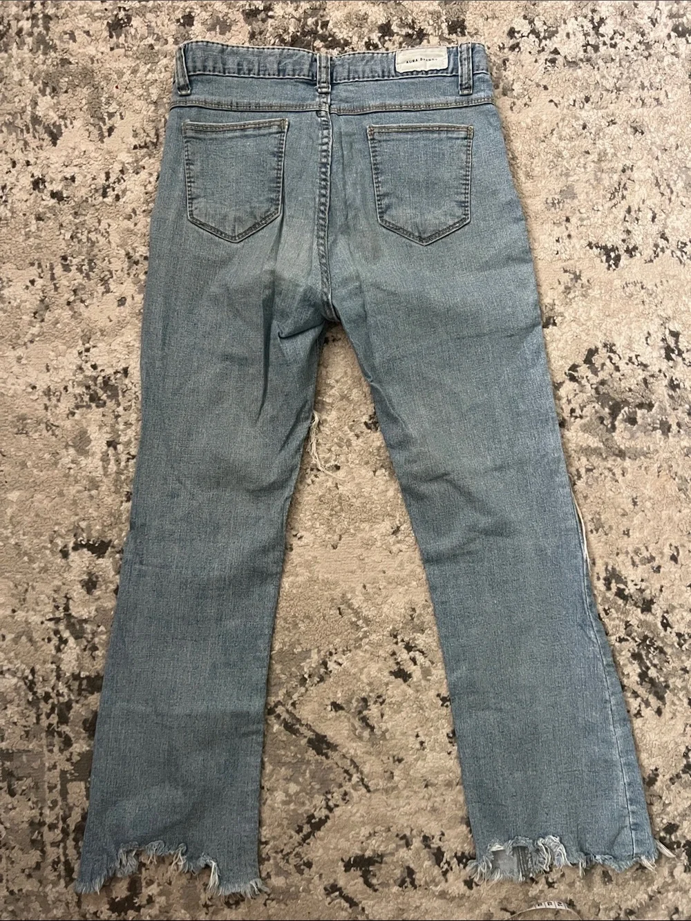 Aqua Light Blue Distressed Flare Jeans Sz 26 - Picture 4 of 6